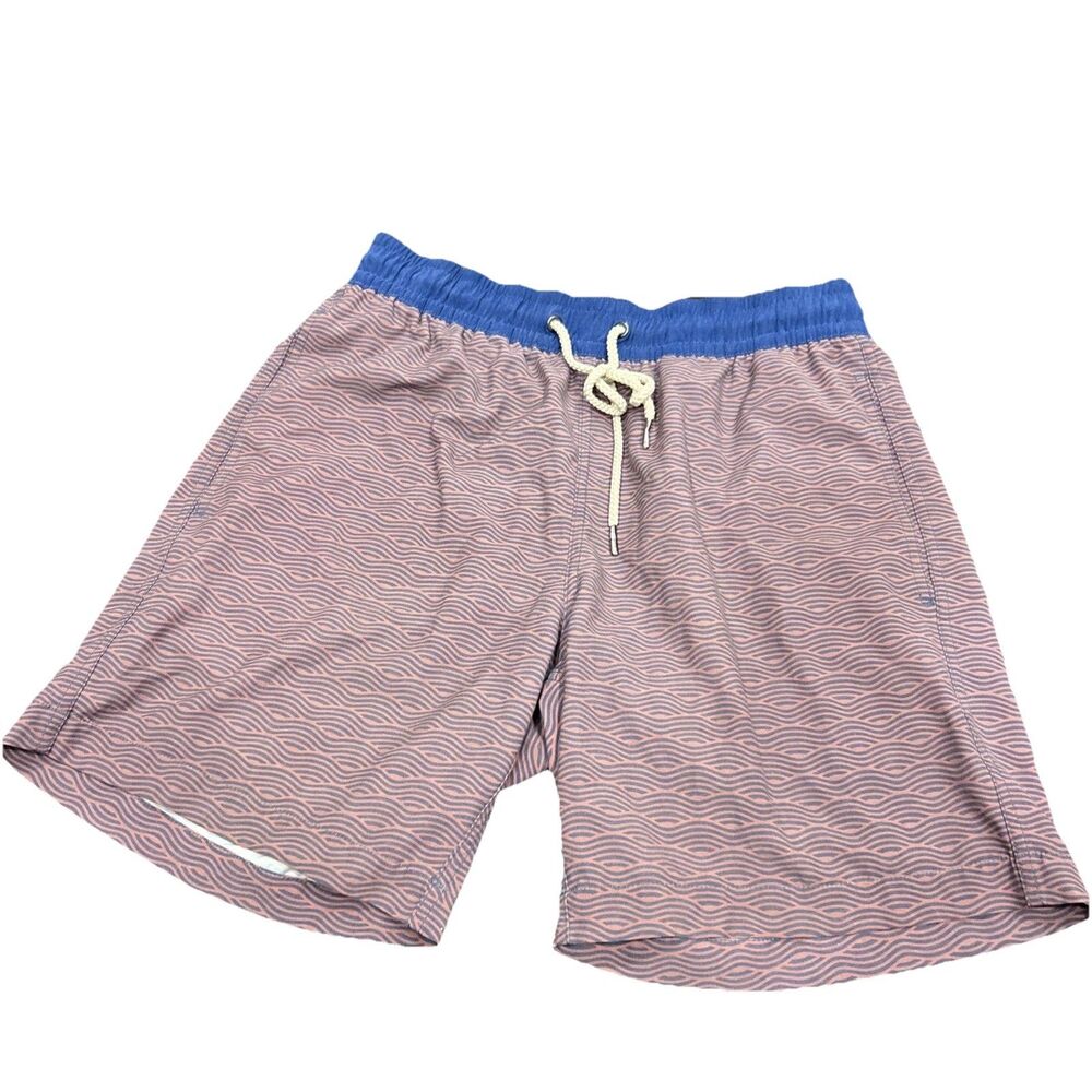 Fair Harbor Men's Size Medium Bayberry Trunks Red Waves Blue Red